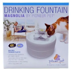 Pioneer Pet Magnolia Premium Plastic Dog & Cat Drinking Fountain White 55-oz