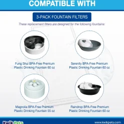 Pioneer Pet Plastic Fountain Replacement Filters For Dog & Cat 3 Count
