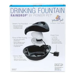 Pioneer Pet Raindrop Ceramic Dog & Cat Drinking Fountain Black 60-oz