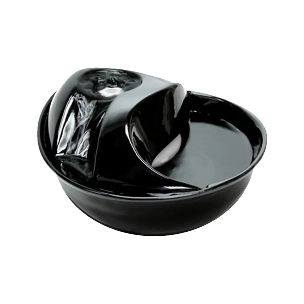 Pioneer Pet Raindrop Ceramic Dog & Cat Drinking Fountain Black 60-oz