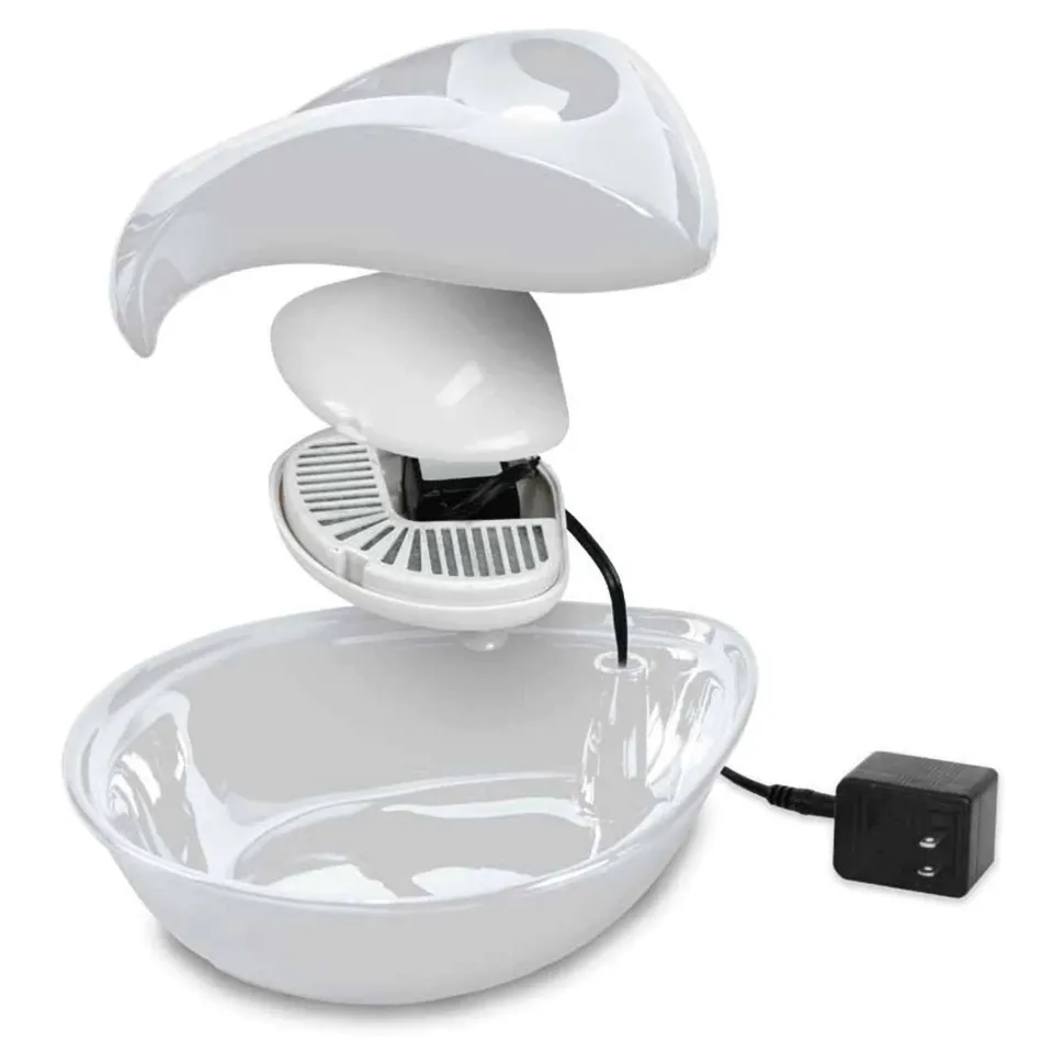 Pioneer Pet Raindrop Ceramic Dog & Cat Drinking Fountain White 60-oz