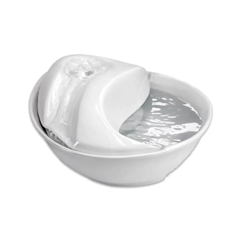 Pioneer Pet Raindrop Ceramic Dog & Cat Drinking Fountain White 60-oz