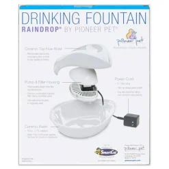 Pioneer Pet Raindrop Ceramic Dog & Cat Drinking Fountain White 60-oz