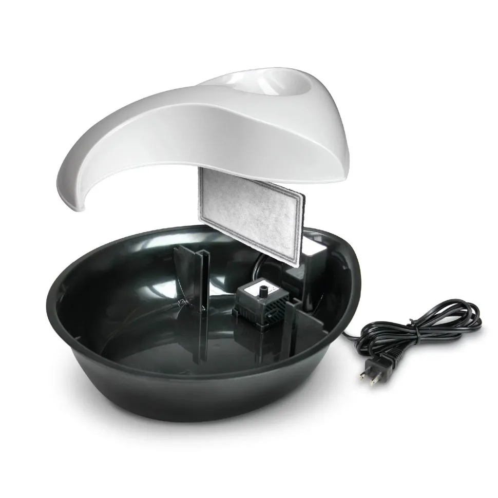 Pioneer Pet Raindrop Design Plastic Dog & Cat Drinking Fountain Black & White 60-oz