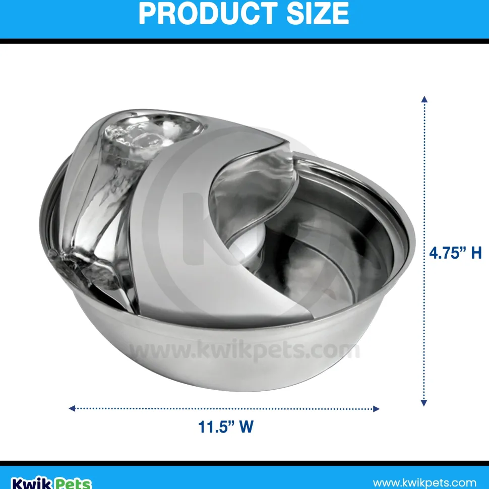 Pioneer Pet Raindrop Stainless Steel Dog & Cat Drinking Fountain 60-oz