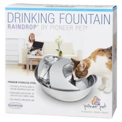 Pioneer Pet Raindrop Stainless Steel Dog & Cat Drinking Fountain 60-oz
