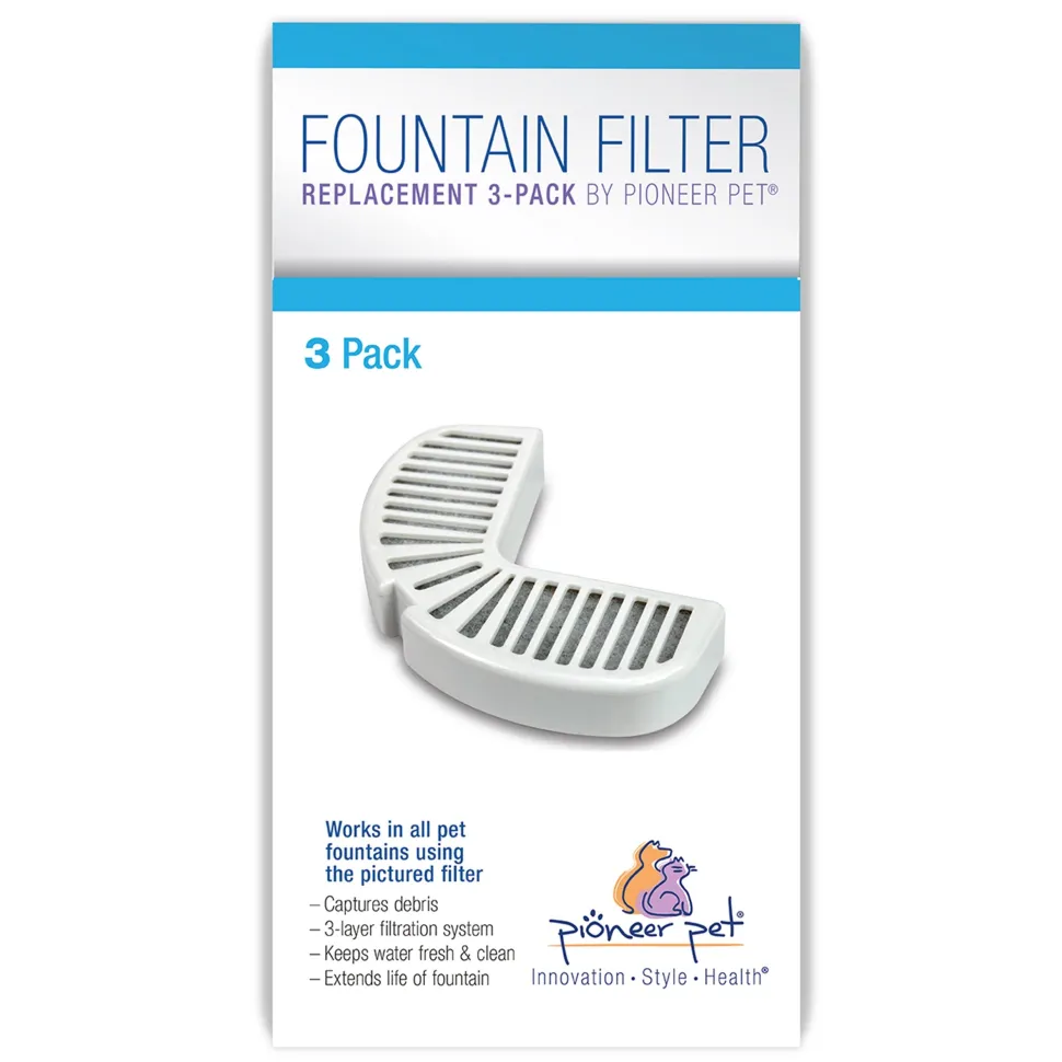 Pioneer Pet Replacement Filters for Dog & Cat Ceramic and Stainless Steel Fountains 3 Count