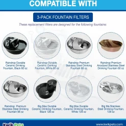 Pioneer Pet Replacement Filters for Dog & Cat Ceramic and Stainless Steel Fountains 4 Count