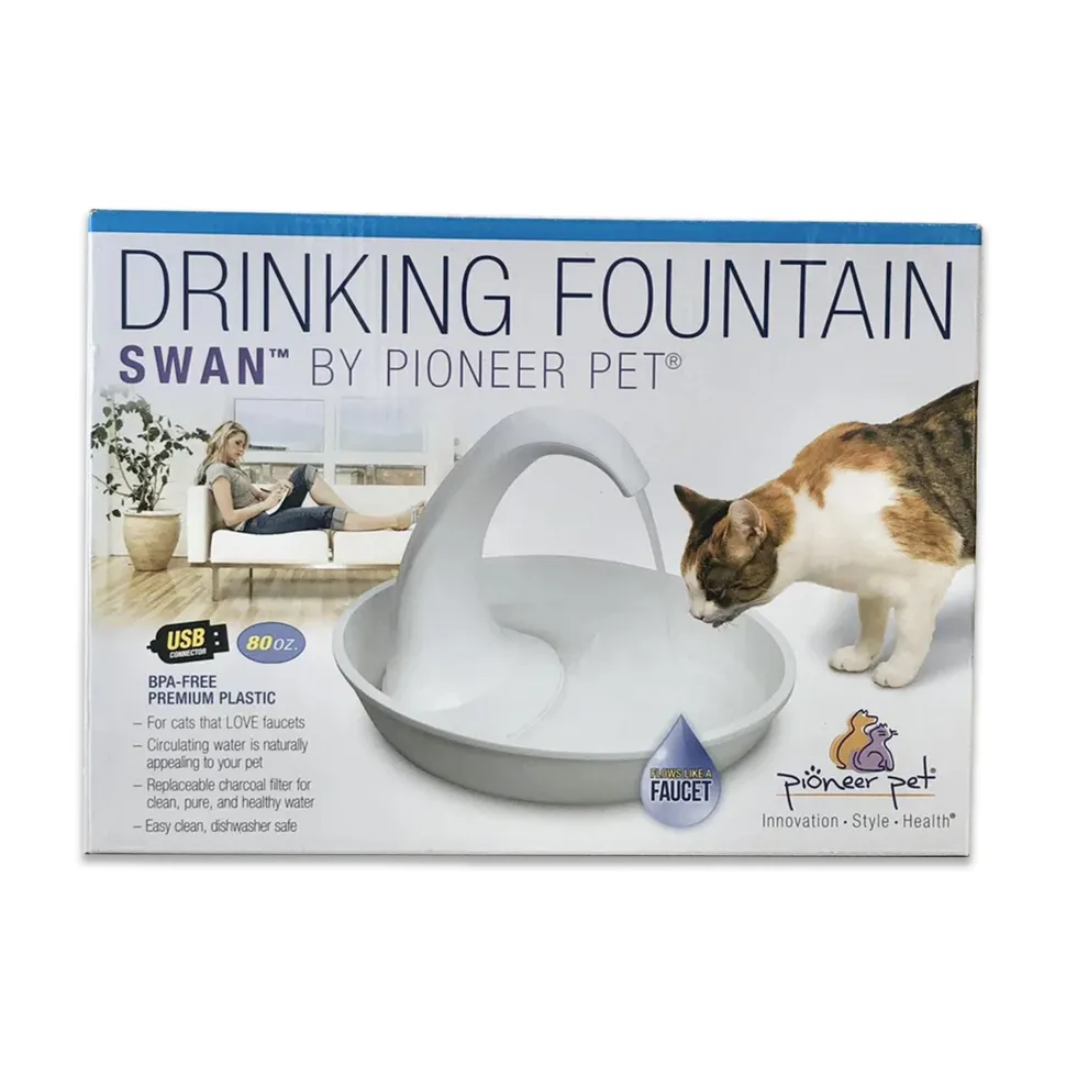 Pioneer Pet Swan Dog & Cat Drinking Fountain White 80-oz