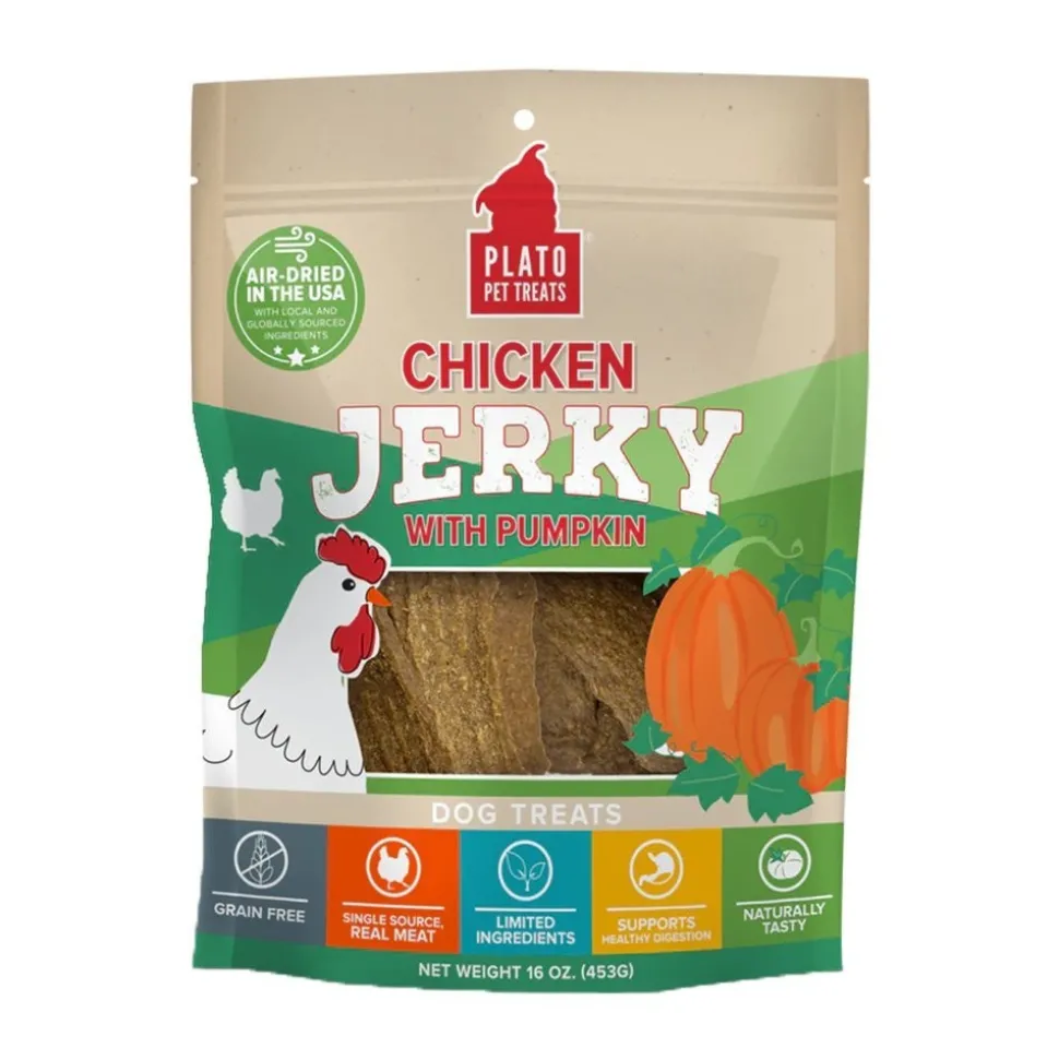 Plato Chicken Jerky With Pumpkin Dog Treats 16-oz