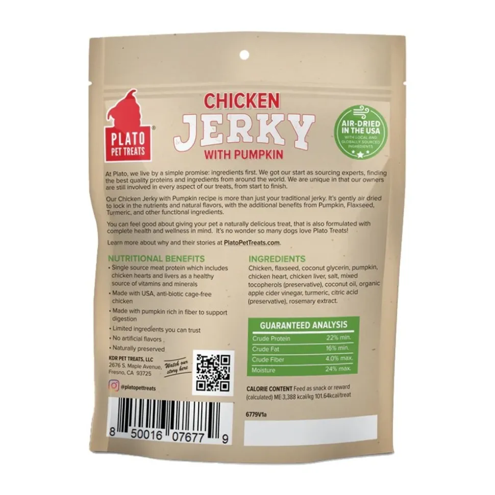 Plato Chicken Jerky With Pumpkin Dog Treats 16-oz