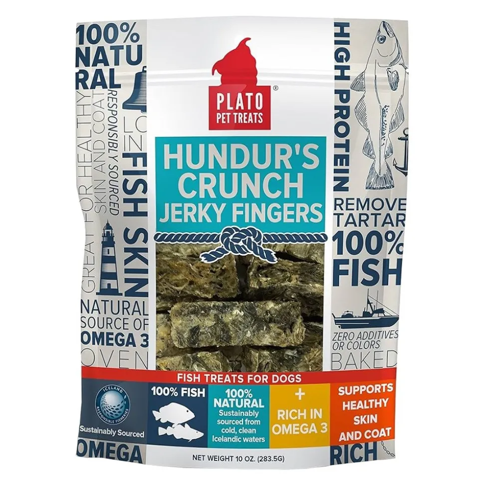 Plato Hundur's Crunch Jerky Fingers Fish Dog Treats 10-oz