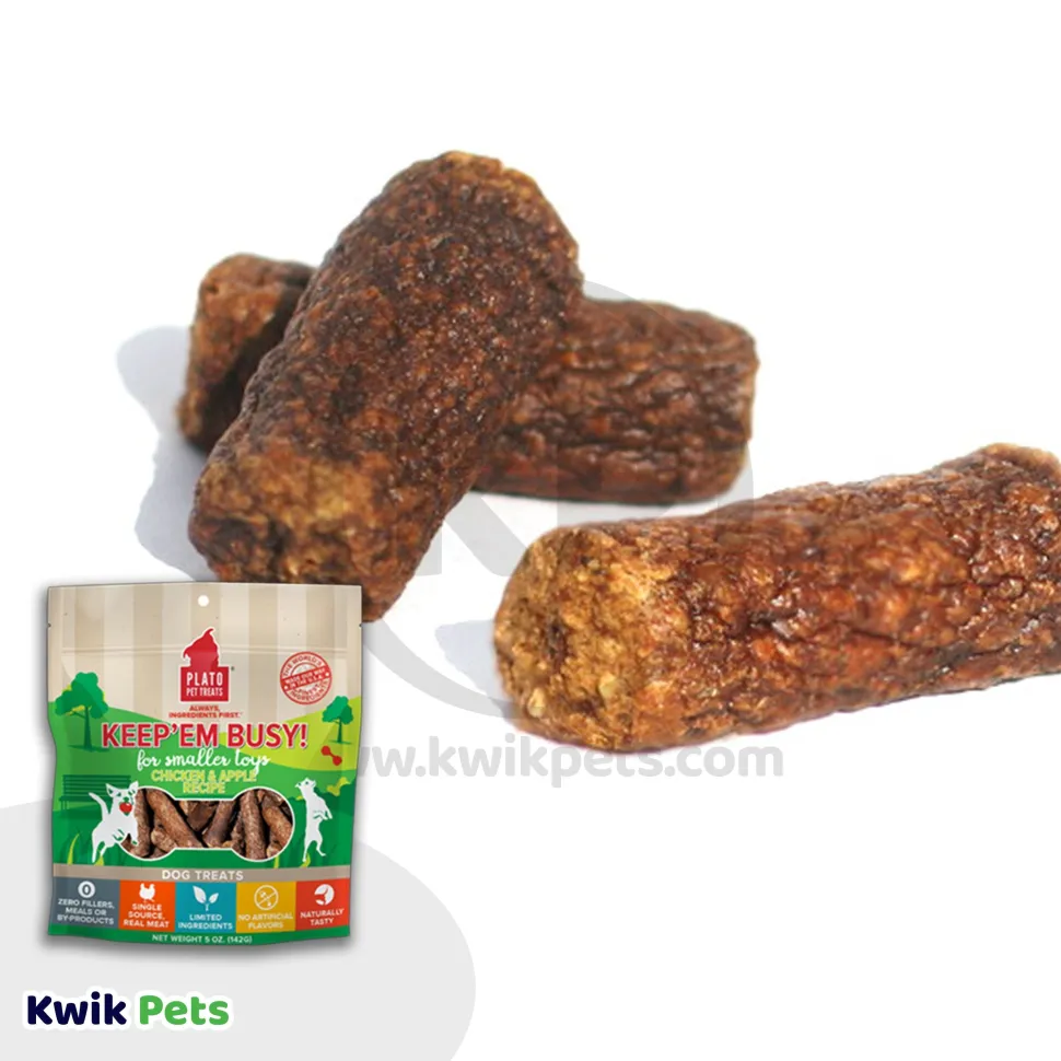 Plato Keep 'Em Busy Chicken & Apple Dog Treats Small 5-oz