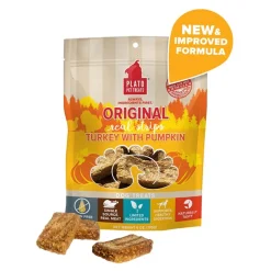 Plato Original Real Strips Grain Free Turkey with Pumpkin Dog Treats 6-oz