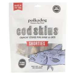 Polkadog Cod Skins Shorties Crunchy Dehydrated Dog & Cat Treats 2-oz