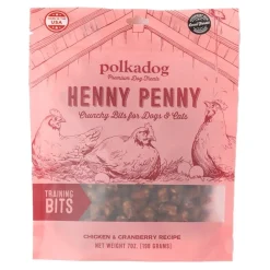 Polkadog Henny Penny Training Bites Crunchy Dehydrated Dog & Cat Treats Chicken & Cranberry 7-oz