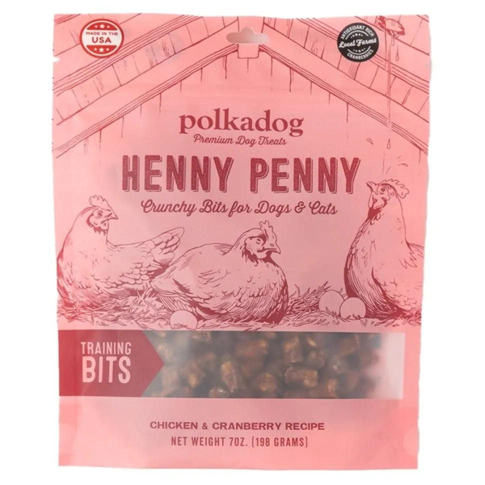 Polkadog Henny Penny Training Bites Crunchy Dehydrated Dog & Cat Treats Chicken & Cranberry 7-oz