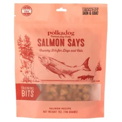 Polkadog Salmon Says Training Bites Crunchy Dehydrated Dog & Cat Treats 7-oz