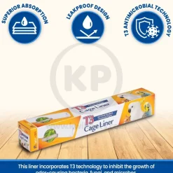 Prevue Pet Products T3 Antimicrobial Protected Paper Bird & Small Animal Cage Liner 14.5 in X 25 ft