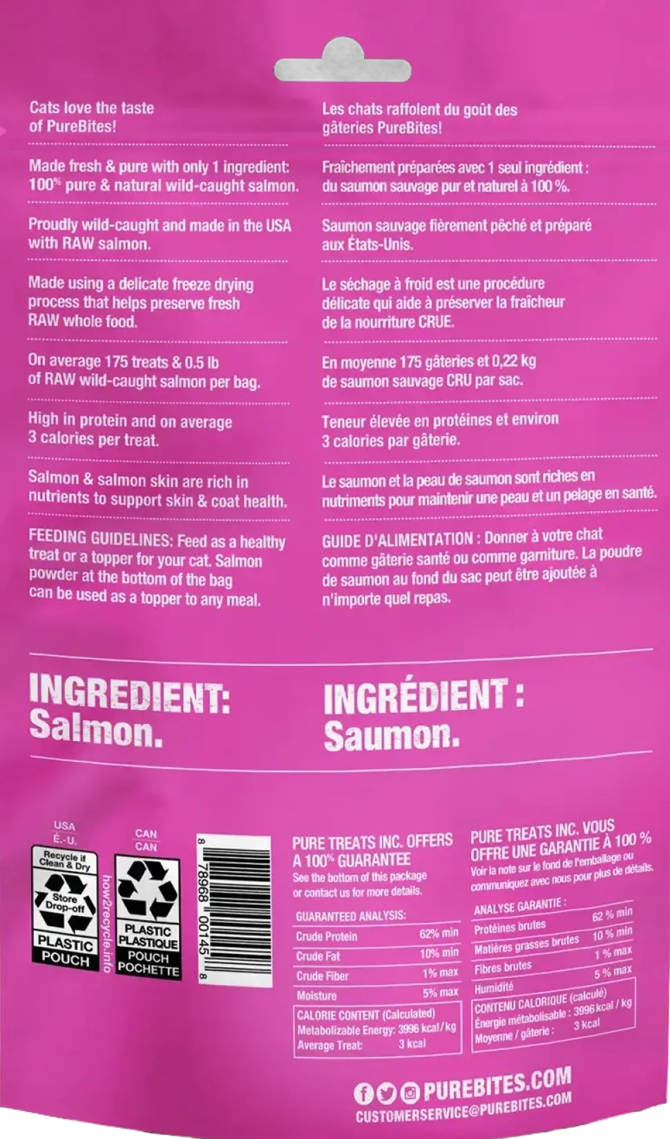 PureBites Wild-Caught Salmon Freeze-Dried Pure Cat Treats 2-oz