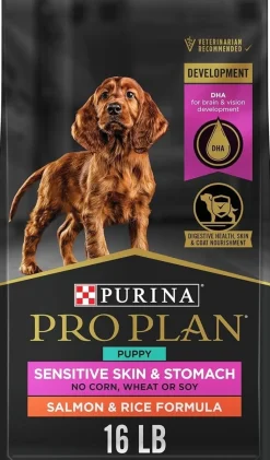 Purina Pro Plan Puppy Sensitive Skin & Stomach Dry Dog Food Salmon & Rice Formula 16-lb