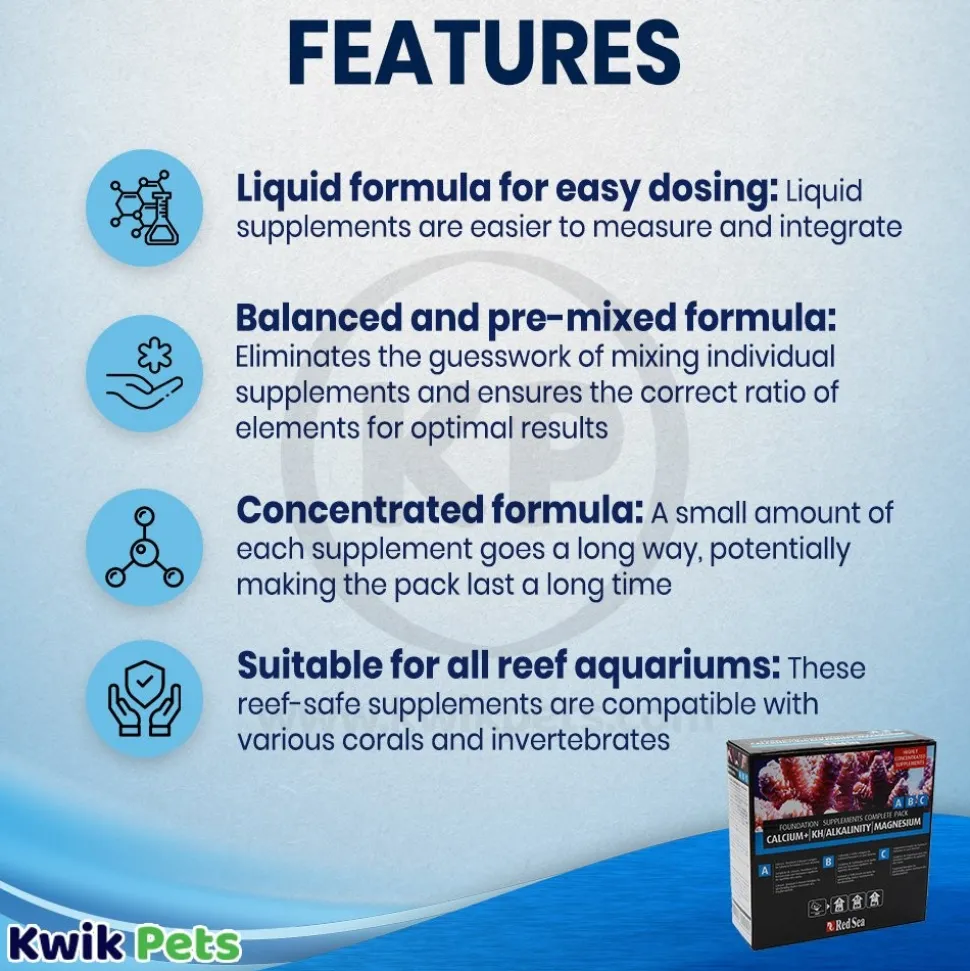 Red Sea Reef Foundation ABC Complete Liquid Supplement Pack 250 ml-each 3 Count