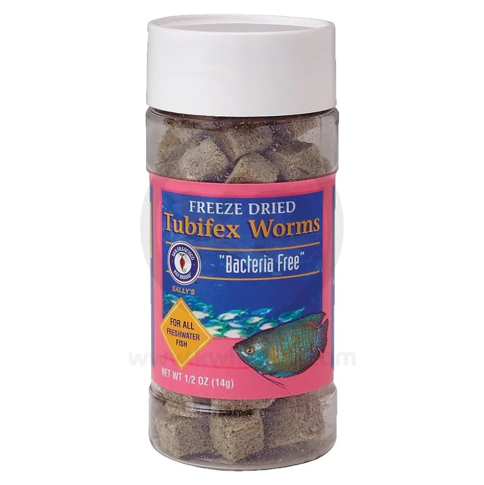 San Francisco Bay Brand Bacteria Free Tubifex Worms Freeze-Dried Fish Food 0.5-oz