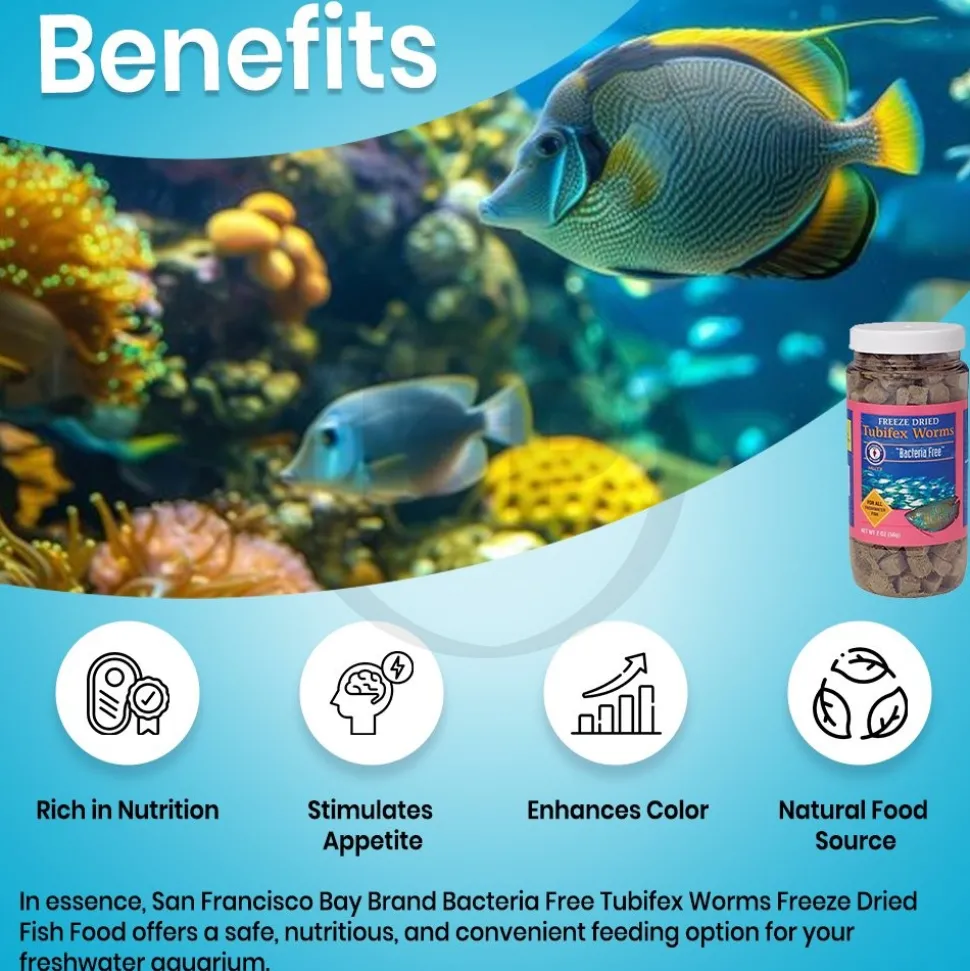 San Francisco Bay Brand Bacteria Free Tubifex Worms Freeze-Dried Fish Food 2-oz
