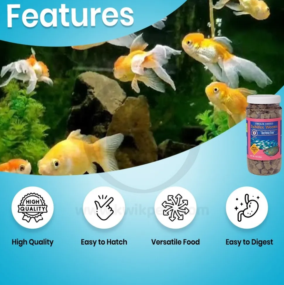 San Francisco Bay Brand Bacteria Free Tubifex Worms Freeze-Dried Fish Food 2-oz