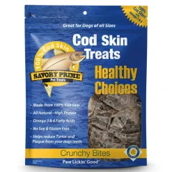 Savory Prime Cod Skin Crunchy Bites Dog Treats 8-oz