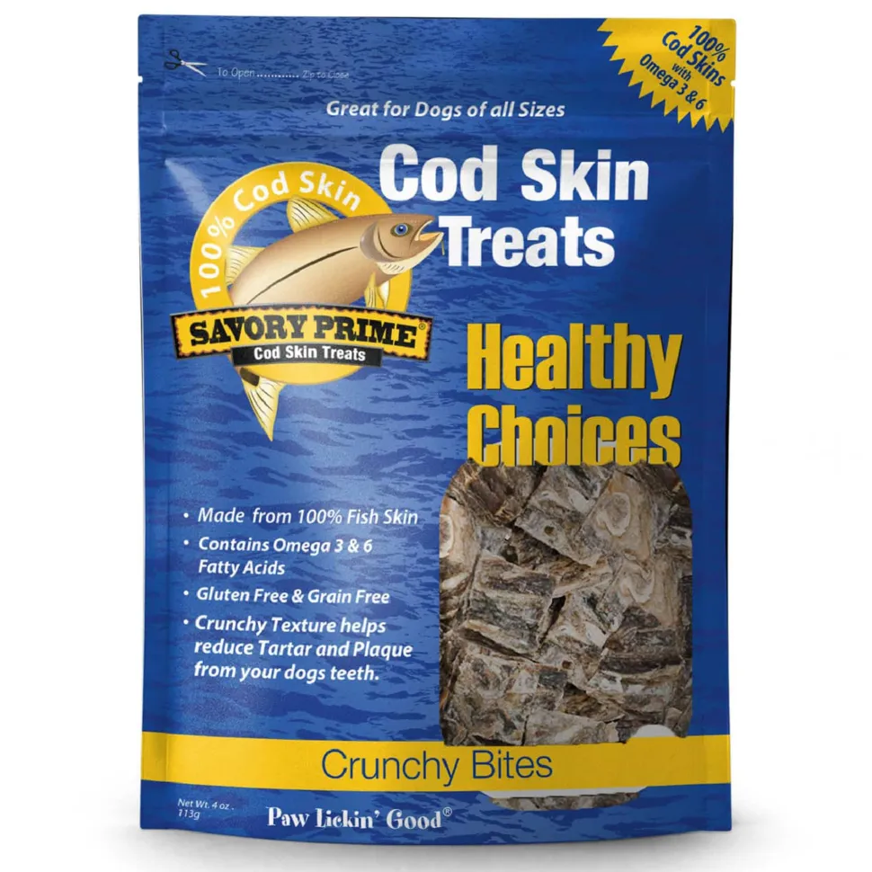 Savory Prime Cod Skin Crunchy Bites Dog Treats 4-oz