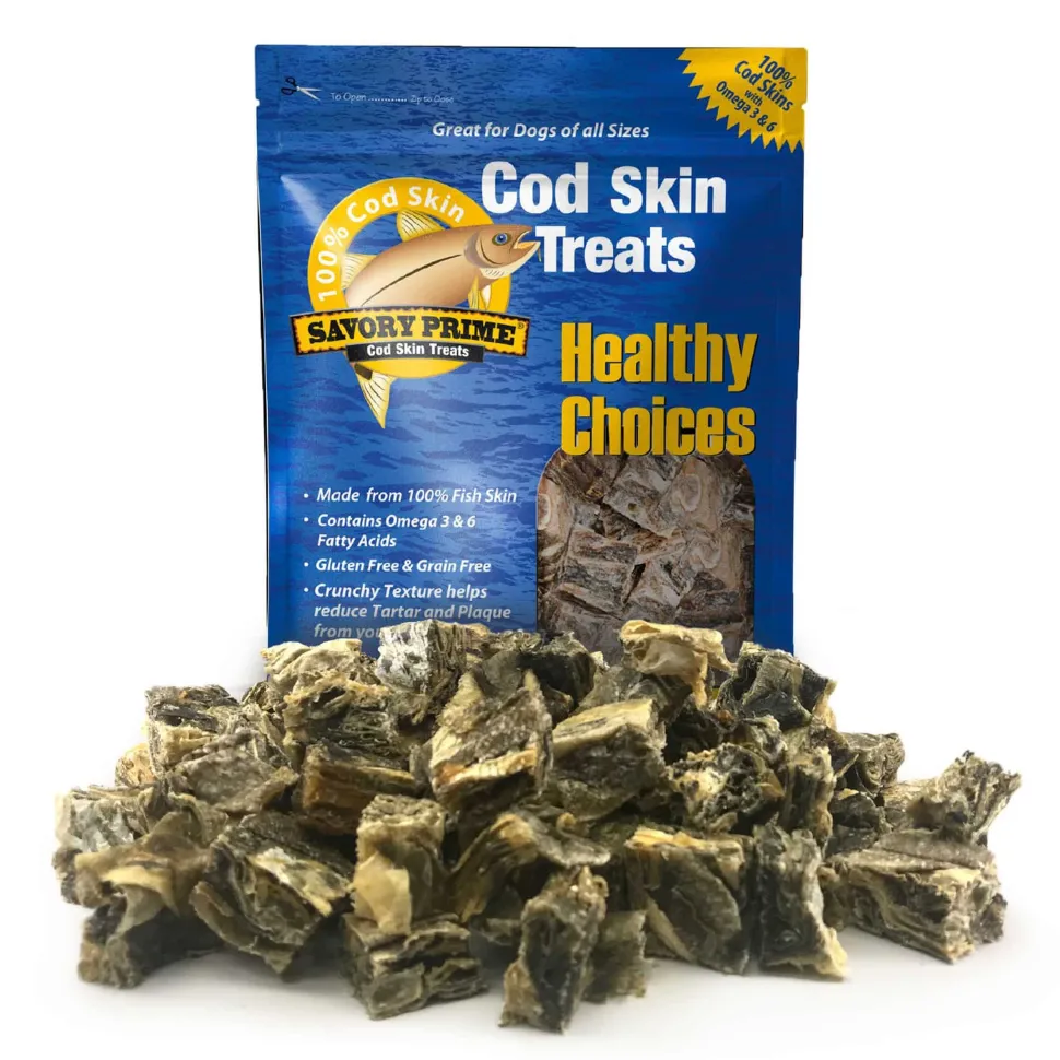 Savory Prime Cod Skin Crunchy Bites Dog Treats 4-oz