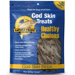 Savory Prime Cod Skin Fish Strips Dog Treats 16-oz