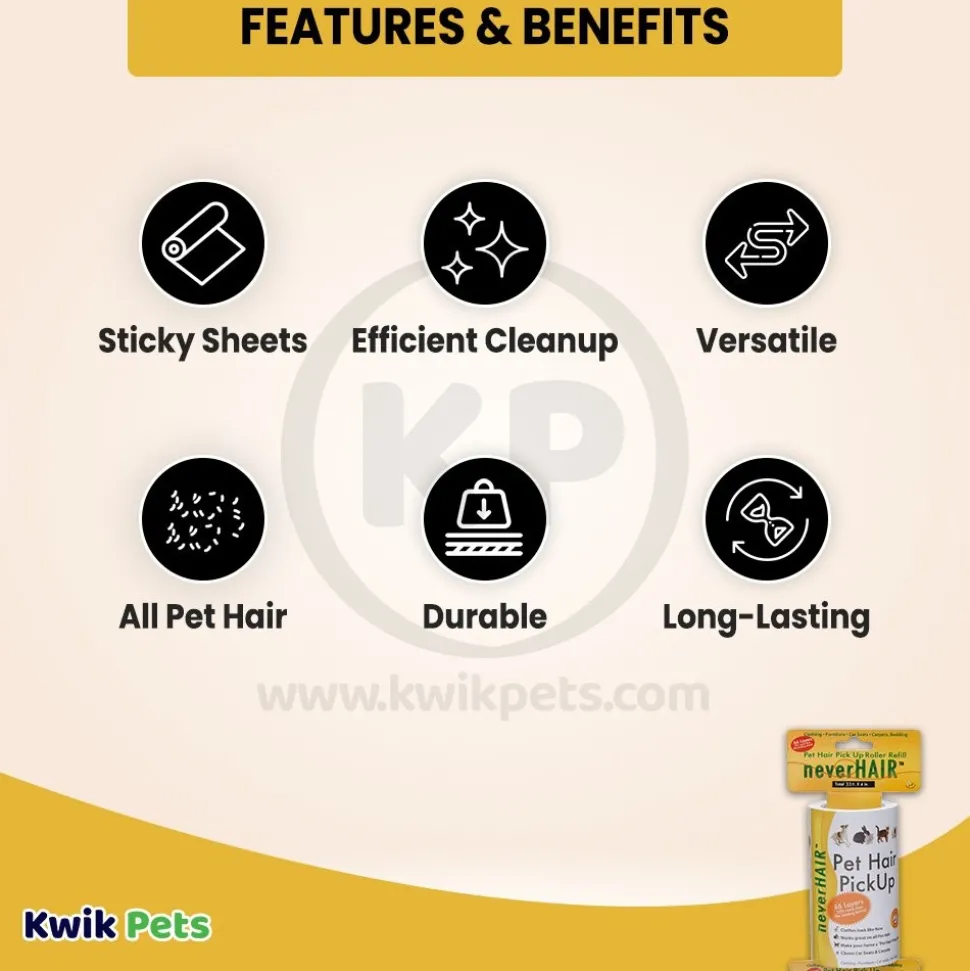 Savory Prime NeverHair Pet Hair Pick Up Roller Refill 4 in x 33 Feet