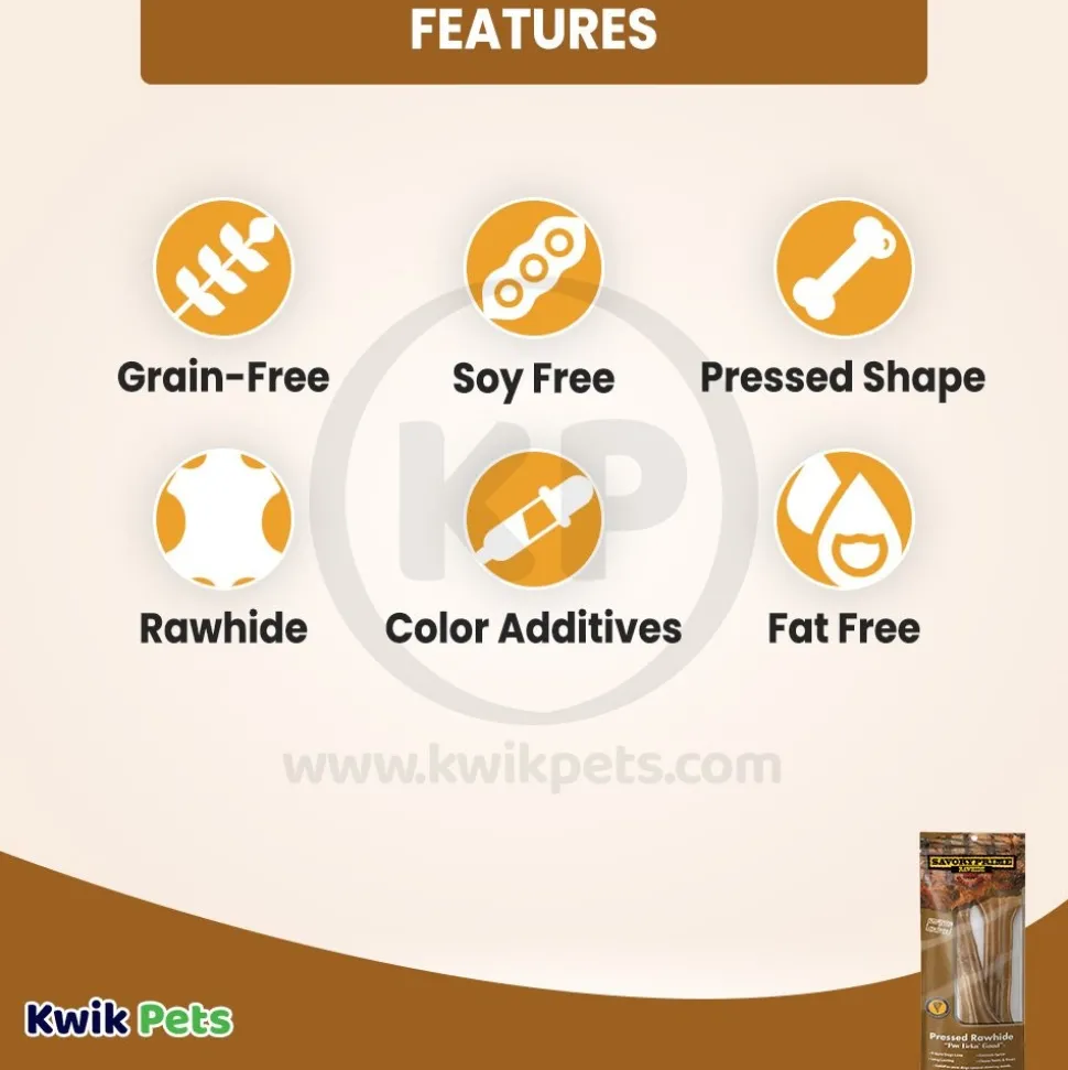 Savory Prime Pressed Rawhide Bones Bagged Natural 2 Count 8.5-in