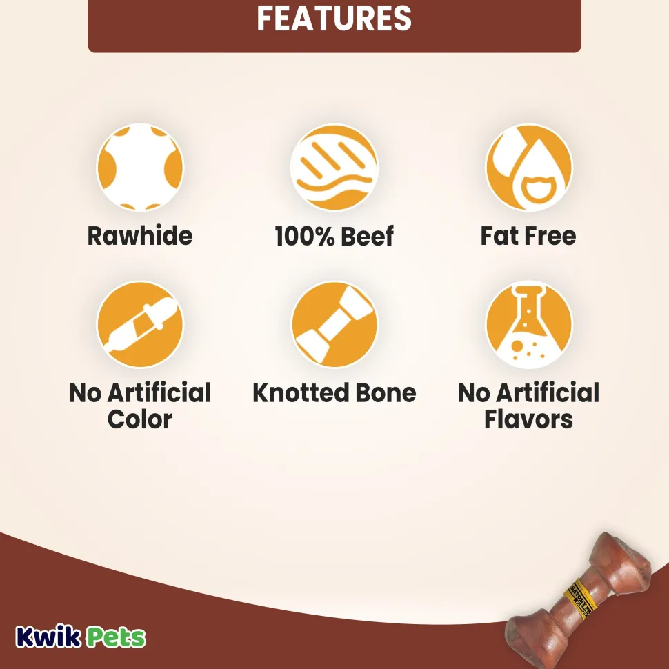 Savory Prime Supreme Knotted Rawhide Bones in Bulk Beef 4-5 in