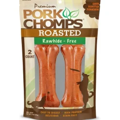 Scott Pet Premium Pork Chomps Roasted Pressed Bone Dog Treats 2 Count 4.5-in