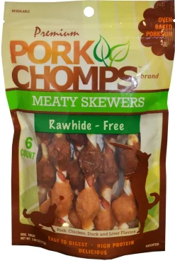 Scott Pet Premium Pork Chomps Meaty Skewers Dog Treats 6 Count 5-in