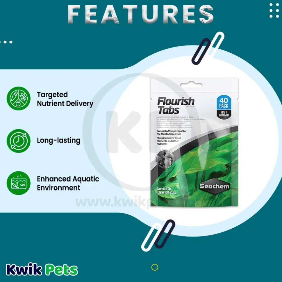 Seachem Flourish Tabs Plant Supplement 40 Count 2.8-oz