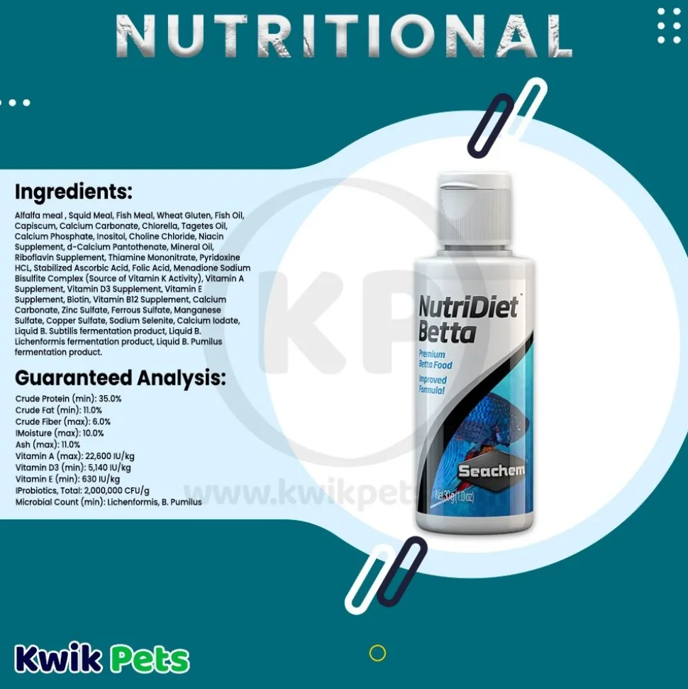 Seachem NutriDiet Betta with Probiotics Fish Food 1-oz