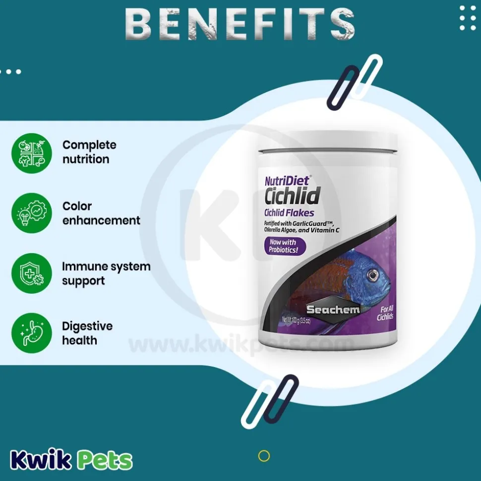 Seachem NutriDiet Cichlid Flakes Fish Food 3.5-oz