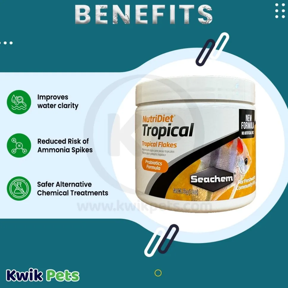 Seachem NutriDiet Tropical Flakes Fish Food 1.8-oz