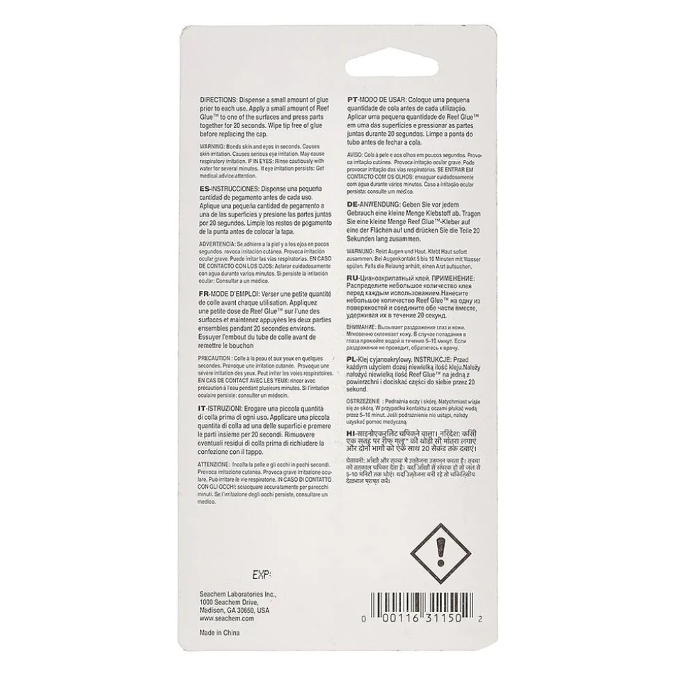 Seachem Reef Glue Cyanoacrylate Adhesive Gel Clear 0.7-oz