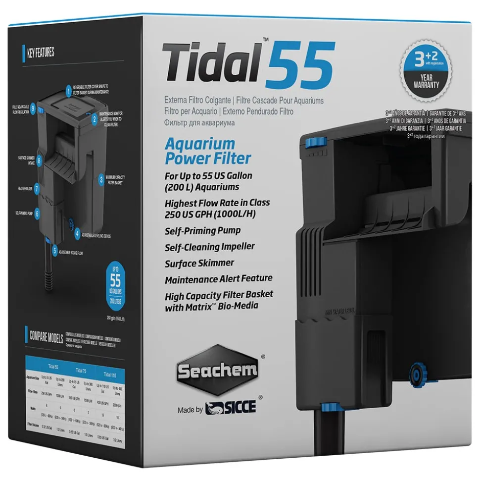 Seachem Tidal 55 Power Filter Black 250-GPH