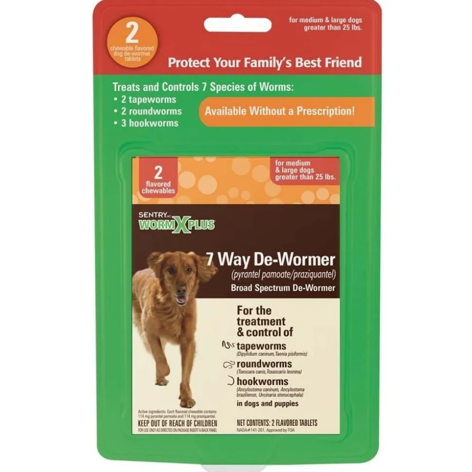Sentry Worm X Plus 7 Way De-Wormer for Medium & Large Dogs 2 Count
