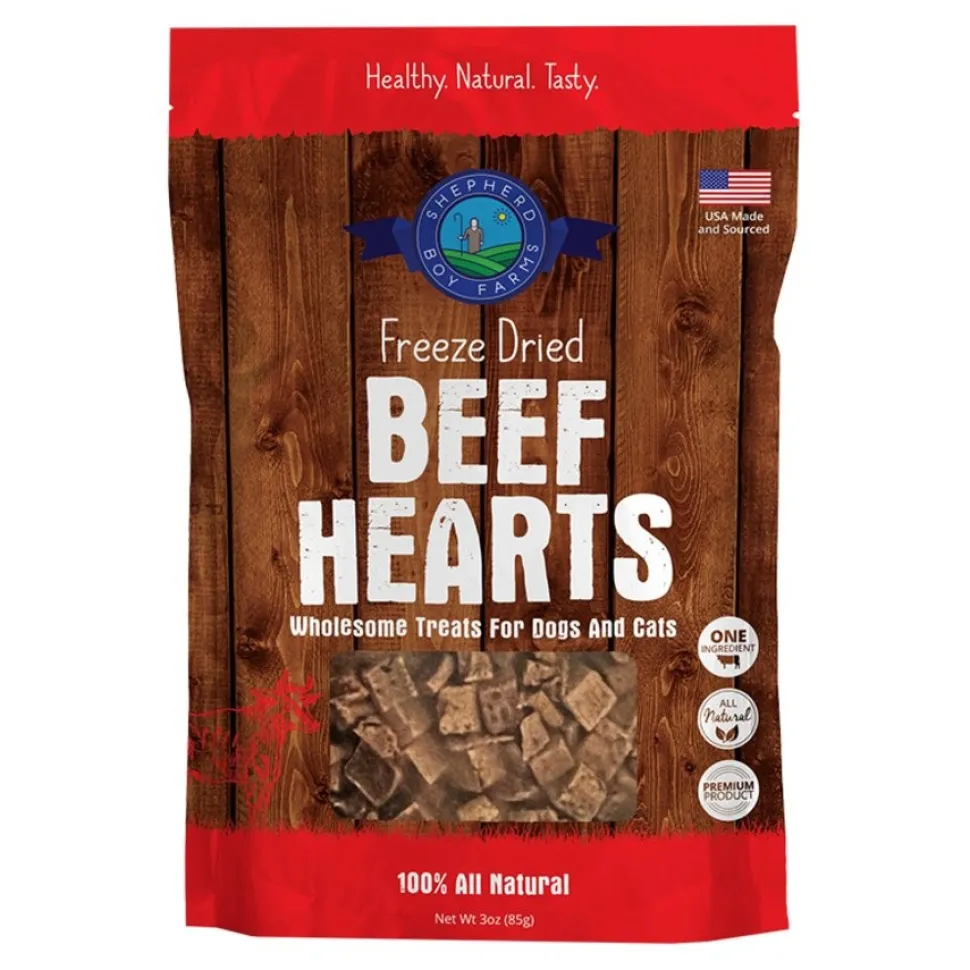 Shepherd Boy Farms Beef Hearts Freeze Dried Dog & Cat Treats 3-oz