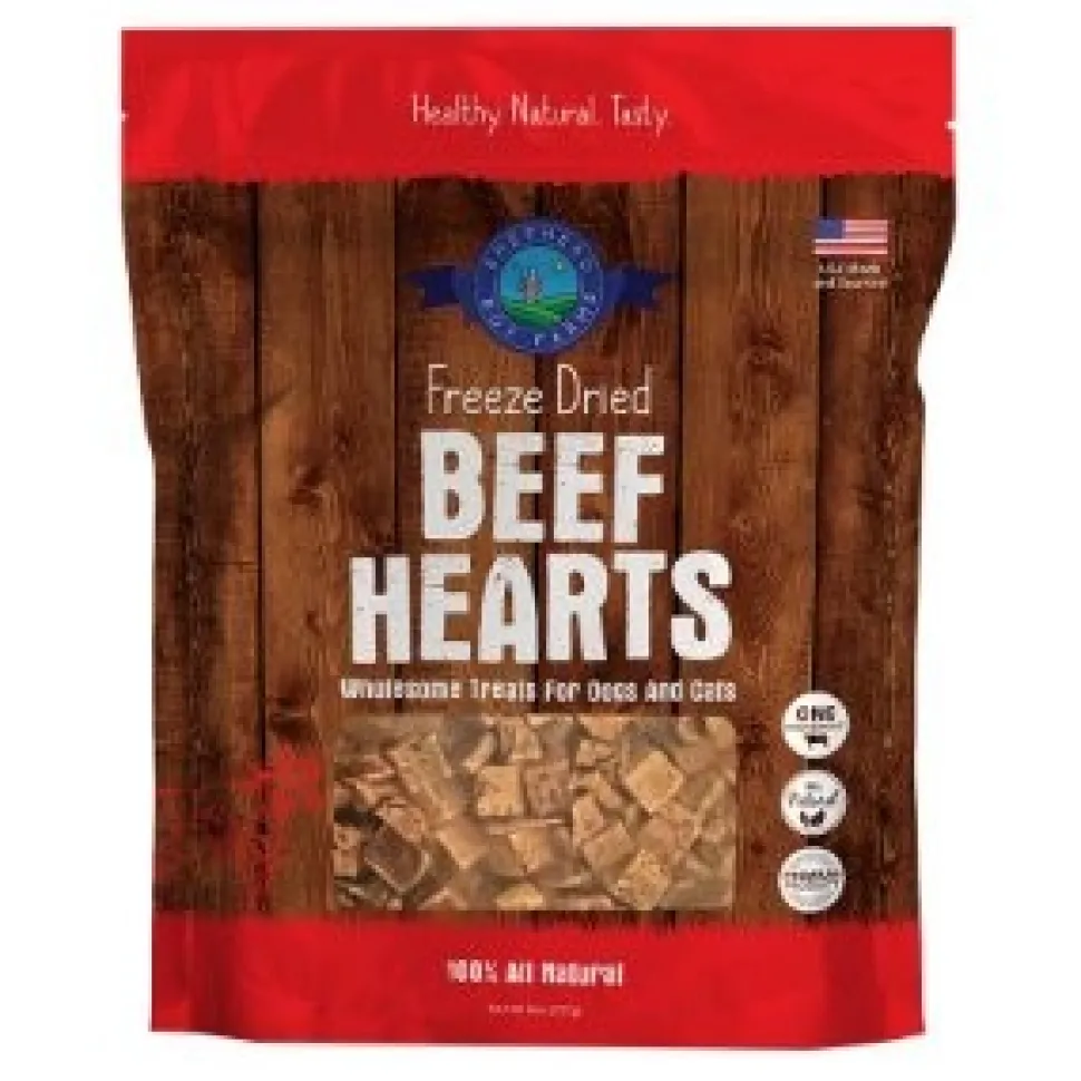 Shepherd Boy Farms Beef Hearts Freeze Dried Dog & Cat Treats 8-oz