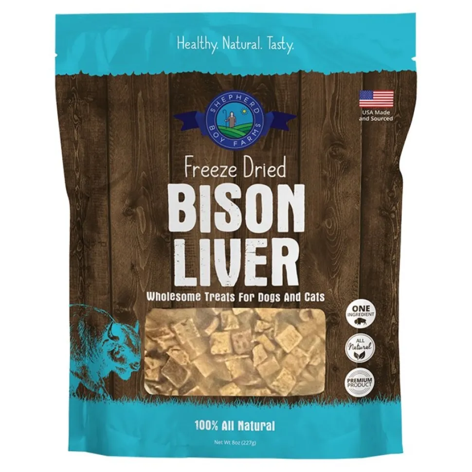 Shepherd Boy Farms Bison Liver Freeze Dried Dog & Cat Treats 8-oz