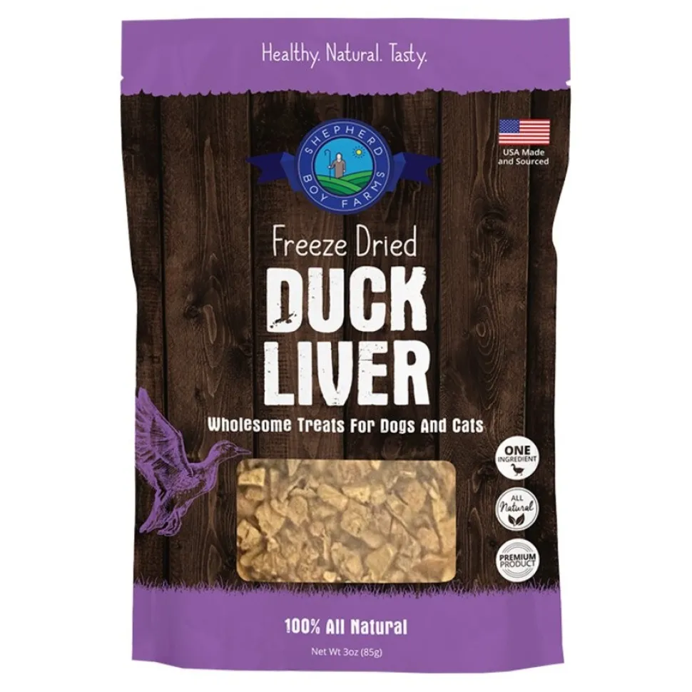 Shepherd Boy Farms Duck Liver Freeze Dried Dog & Cat Treats 3-oz