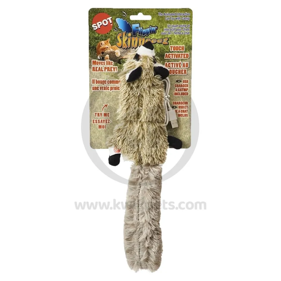 Skinneeez Flippin' Electronic Cat Toy Racoon with Catnip 15-in